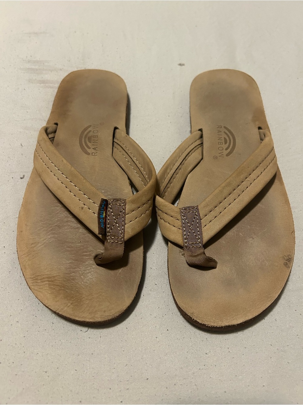Rainbow Kids Tan Suede Flip Flop Sandals